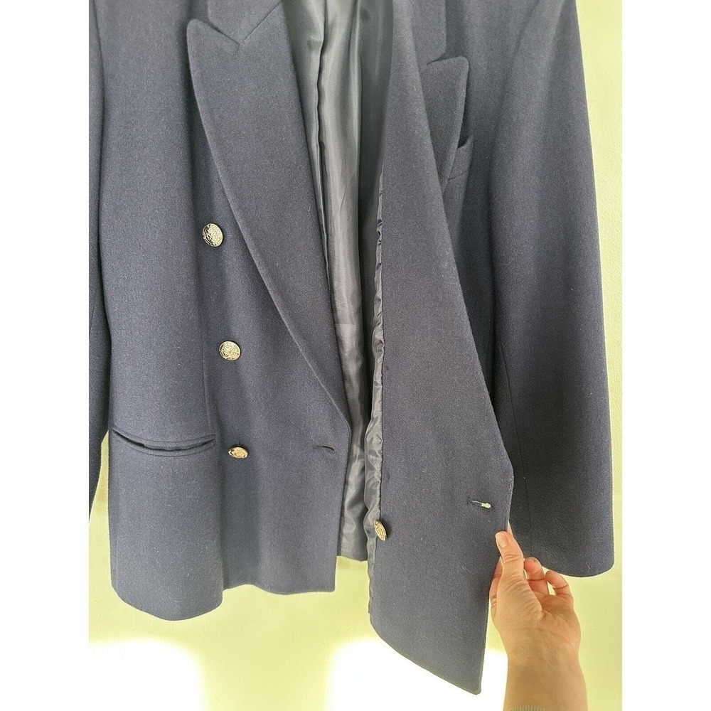 Vtg Stephanie Andrews Blazer Double Breasted Blue Gold Buttons Sz 16 100… - Picture 7 of 11